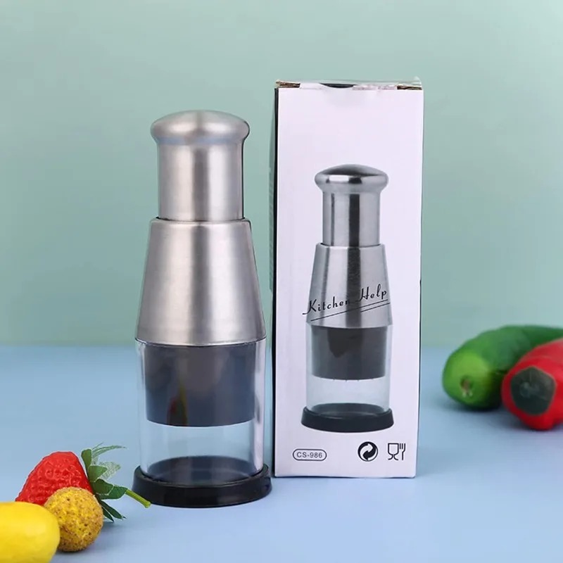 Kitchen Hand Gadgets - Stainless Steel Manual Garlic Chopper Press