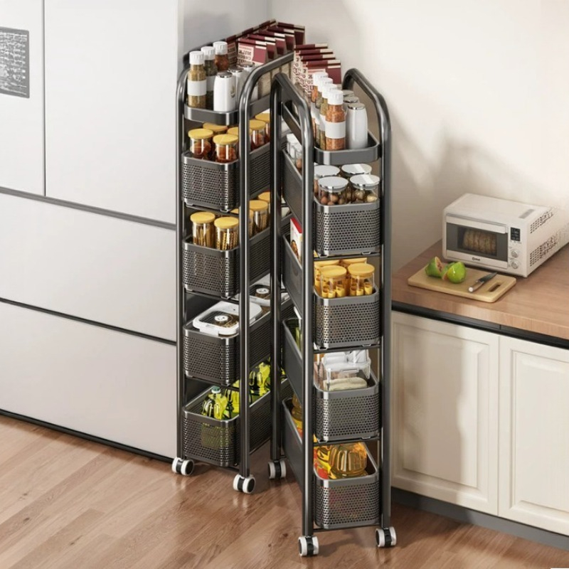 Kitchen Gadgets And Utensils - Corner Utensil Rack Wheel Spices Metal