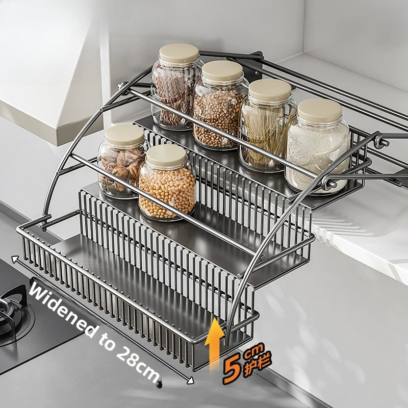 Cabinet Pull Down Basket, 3 Ti - Kitchen Gadgets Cabinet 评论和价格