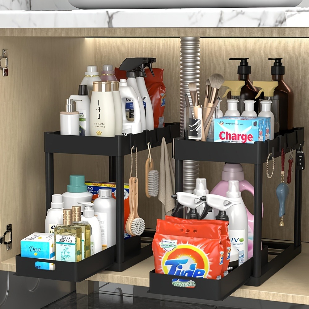 2-Tier Sliding Under Sink Orga - Kitchen Gadgets Cabinet 评论和价格