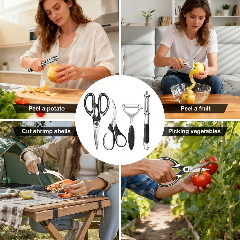 4PCS Black Kitchen Scissors Se - Kitchen Gadgets And Utensils 评论和价格