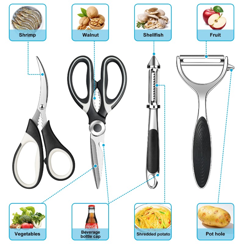 4PCS Black Kitchen Scissors Se - Kitchen Gadgets And Utensils 评论和价格