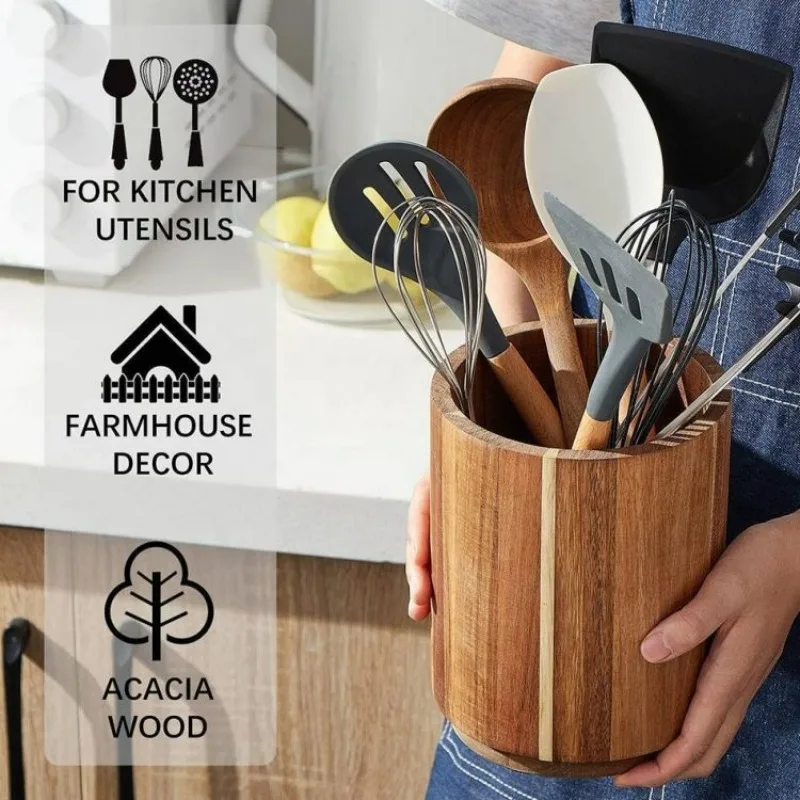 Acacia Wood Rotating Utensils  - Kitchen Gadgets And Utensils 评论和价格